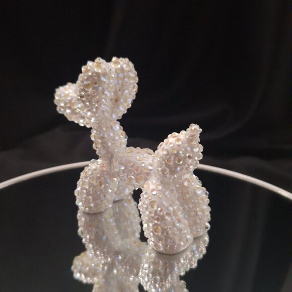 White Bedazzled Balloon Dog Statuette, Unique Gift, Home Decor, Bling Dog - Picture 7 of 9